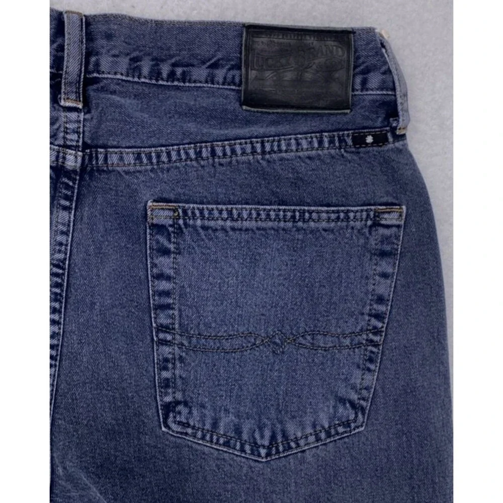 Lucky Brand 363 Straight Jeans Mens 34x32 Grey Black Denim 34 x 32 Measured Fit